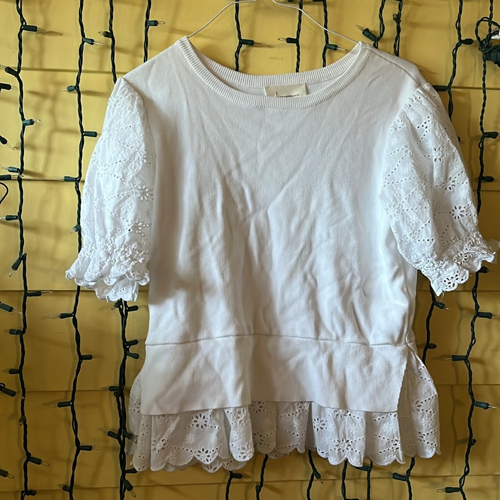 English Factory Eyelet Puff-Sleeve Sweater Tee - Picture 3 of 4